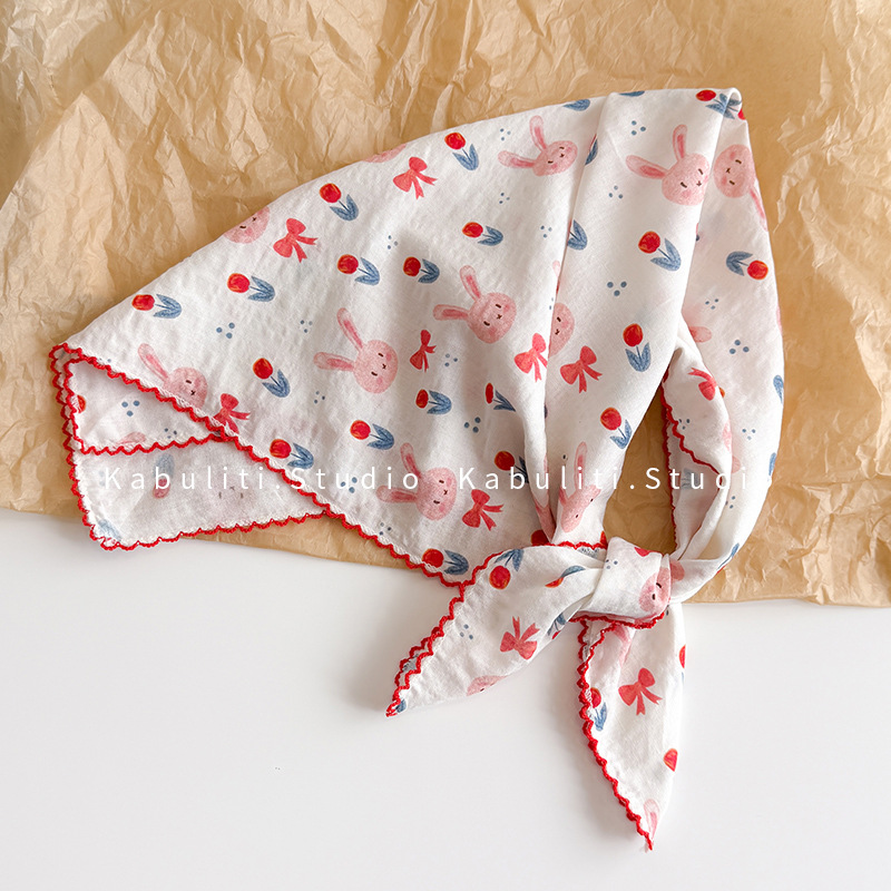 Ascot Neck Scarf - Cotton Linen Square Scarf 58 Cm